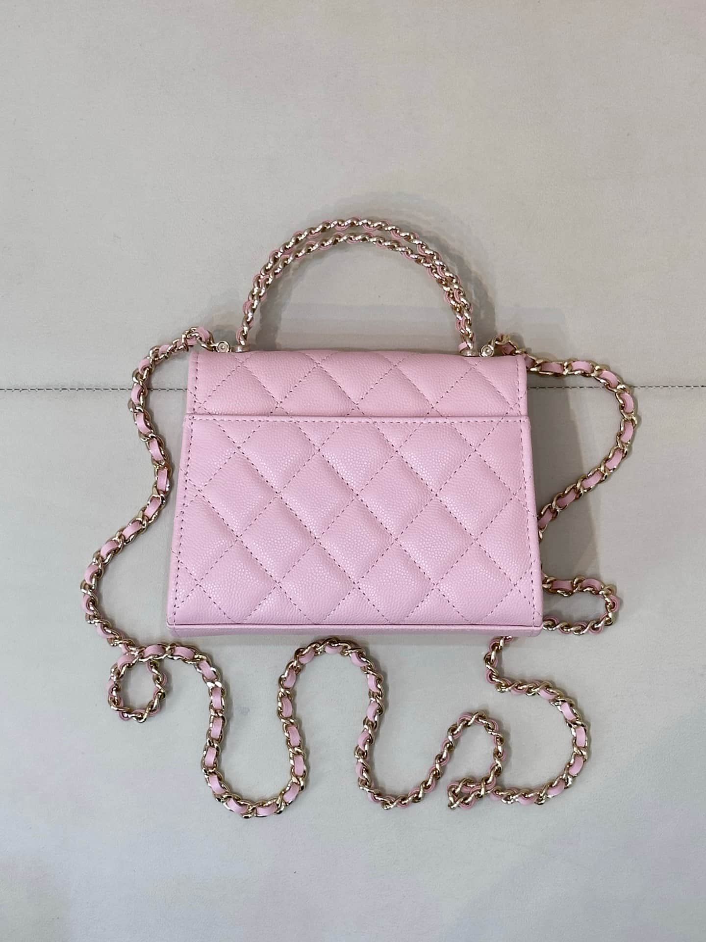 Chanel Clutch with chain Grained Calfskin&Gold-Tone Metal Pink AP3236 TOP