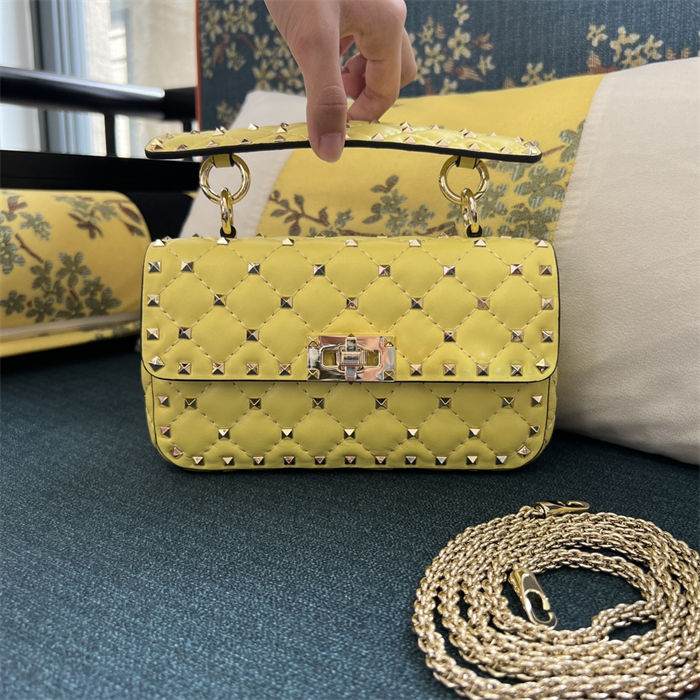 Valentino Spike Small Bag Lambskin Yellow High