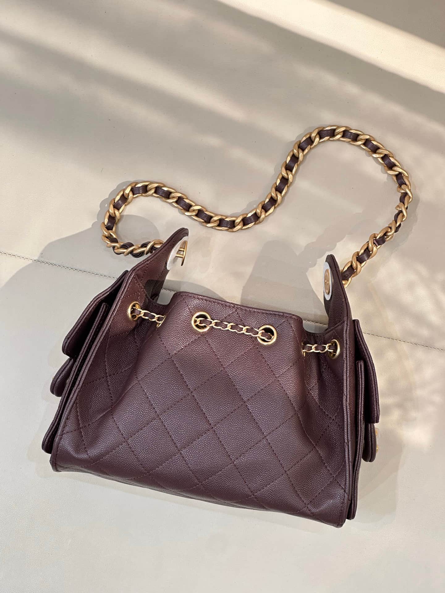 CHANEL 25 Mini Handbag AS5631 Grained Calfskin & Gold-tone Metal Brown TOP