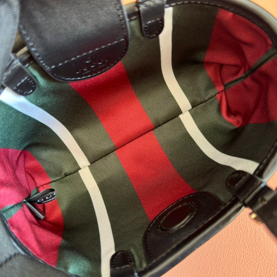 Gucci GG Emblem mini bag beige and Black GG fabric 855491 High