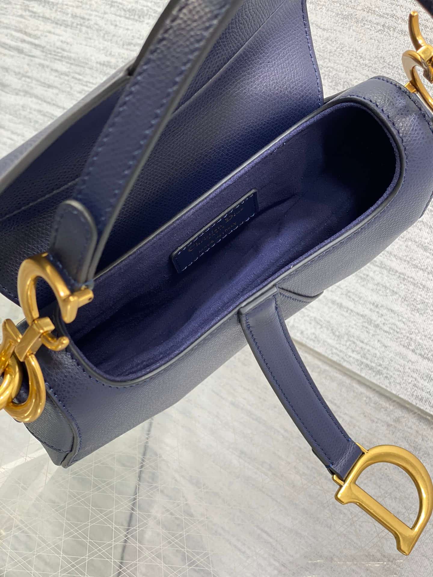 Mini SADDLE BAG Grained Calfskin  Navy Blue High