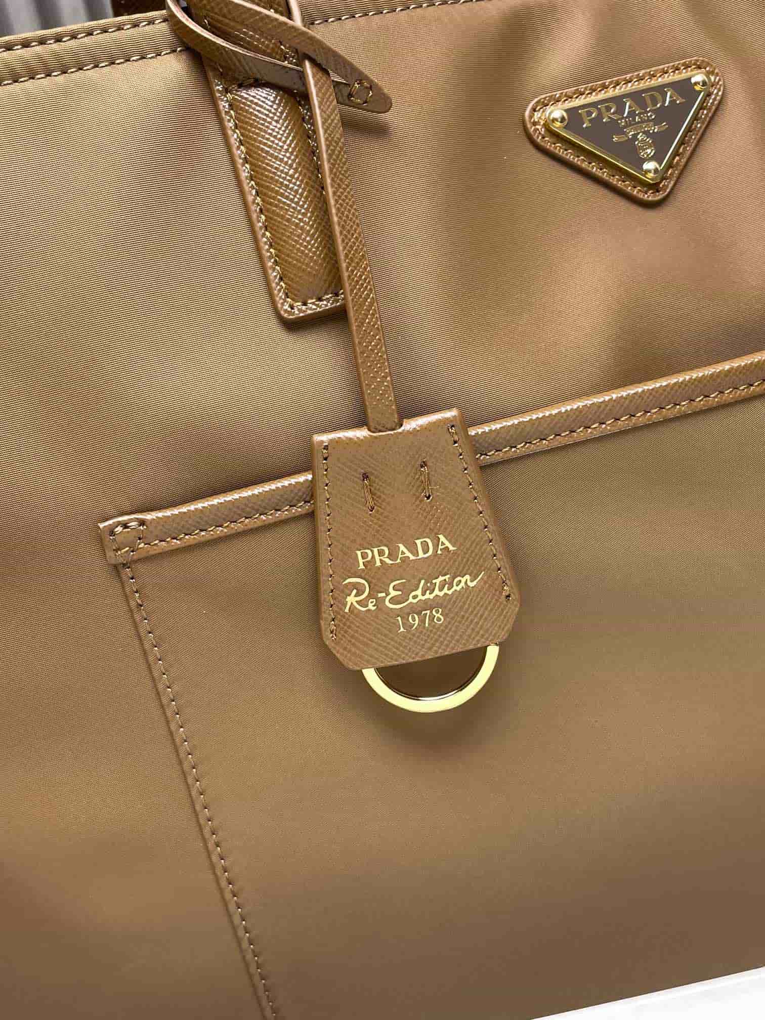 Prada Re-Edition 1978 large Re-Nylon and Saffiano leather tote bag Brown 1BG527 High