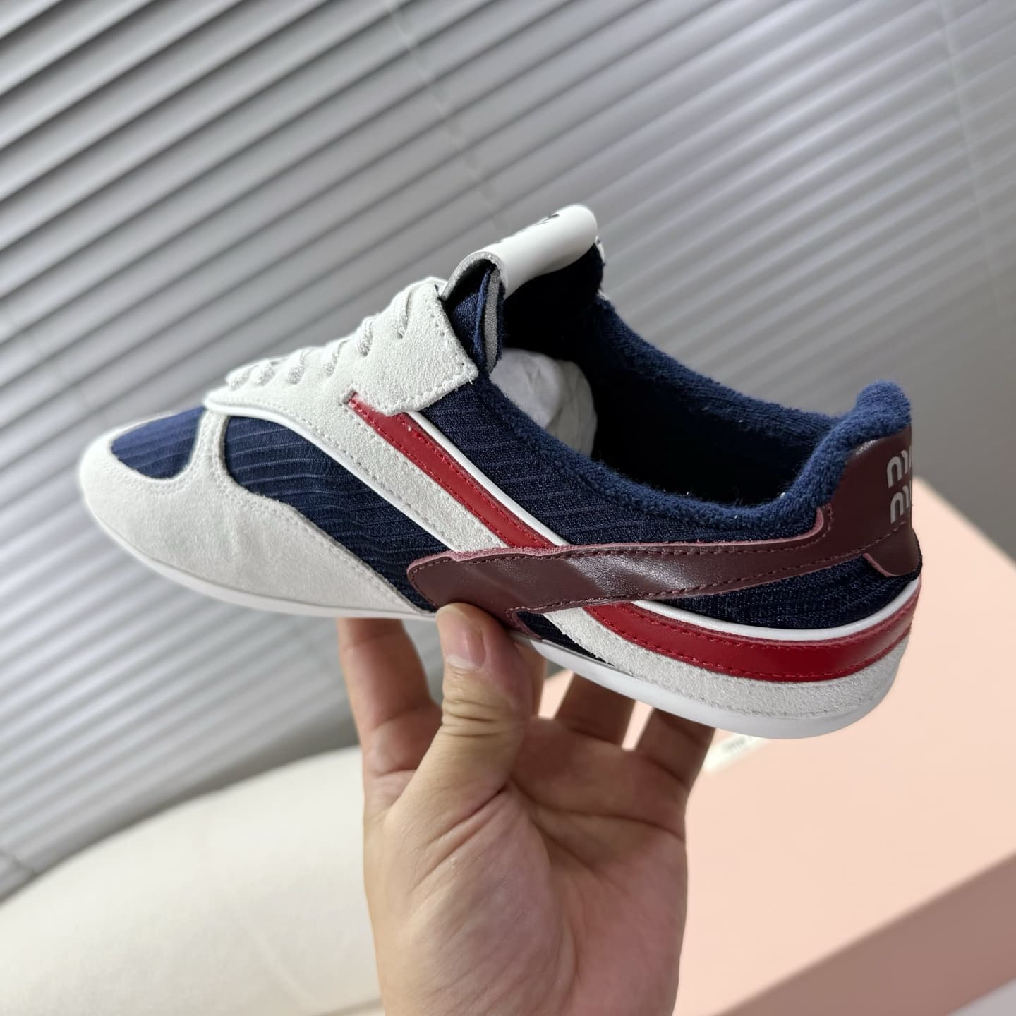 Miu Miu amaranth Gymnasium Technical Fabric And Suede Sneaker shoes Men Women