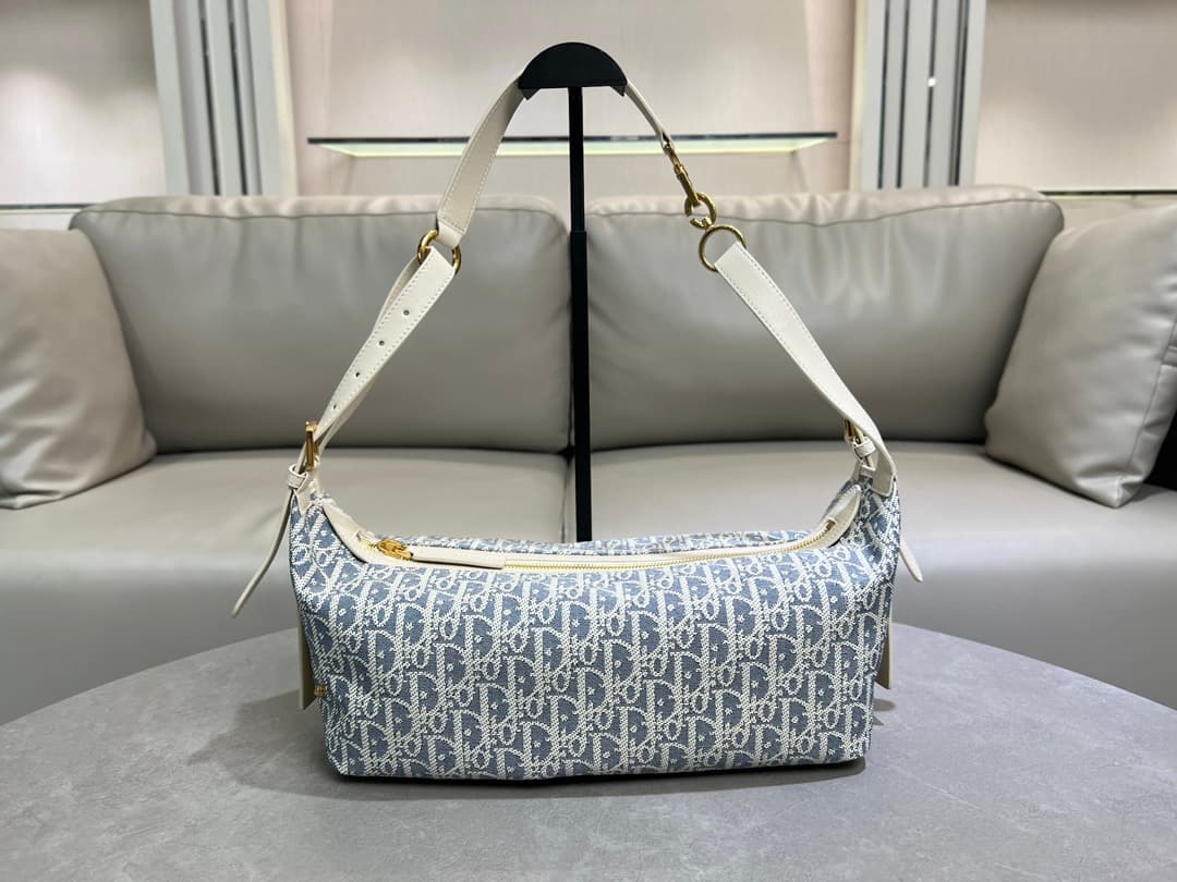 Medium D-Journey Bag Sky Blue Dior Oblique Jacquard High