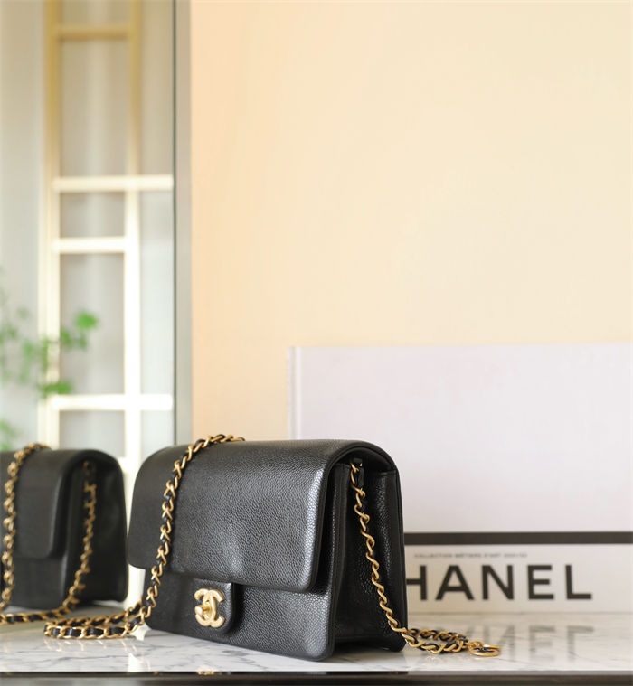 Chanel SMALL FLAP BAG Grained Shiny Calfskin & Gold-Tone Metal TOP