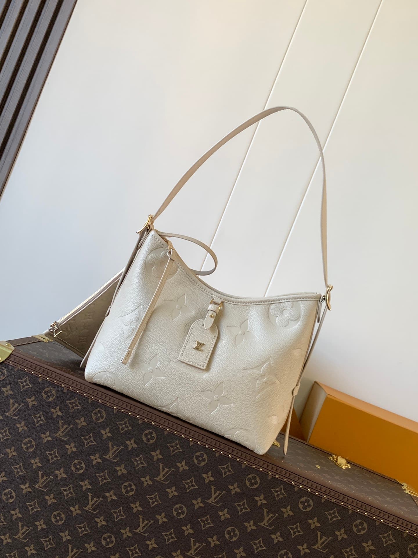 Louis Vuitton CarryAll PM Crème Beige Monogram Empreinte Leather M46293 High