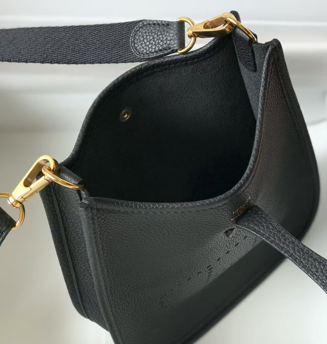 Hermes Evelyne III TPM Mini Bag Togo Leather In Black WAX High