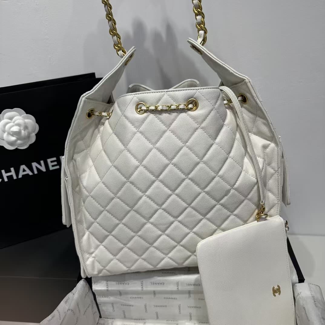 Chanel 25 Medium Hobo Medium handbag AS5311 Grained Calfskin & Gold-tone Metal White A