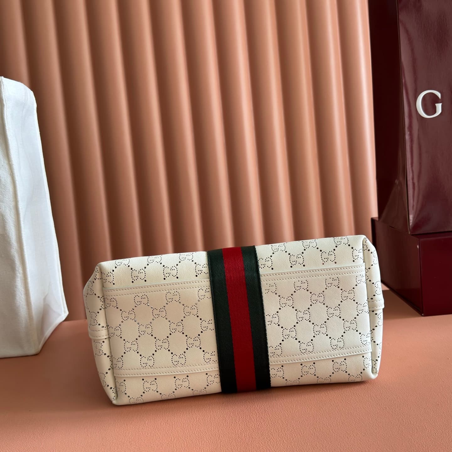 Gucci Giglio small tote bag white GG leather 860845 High