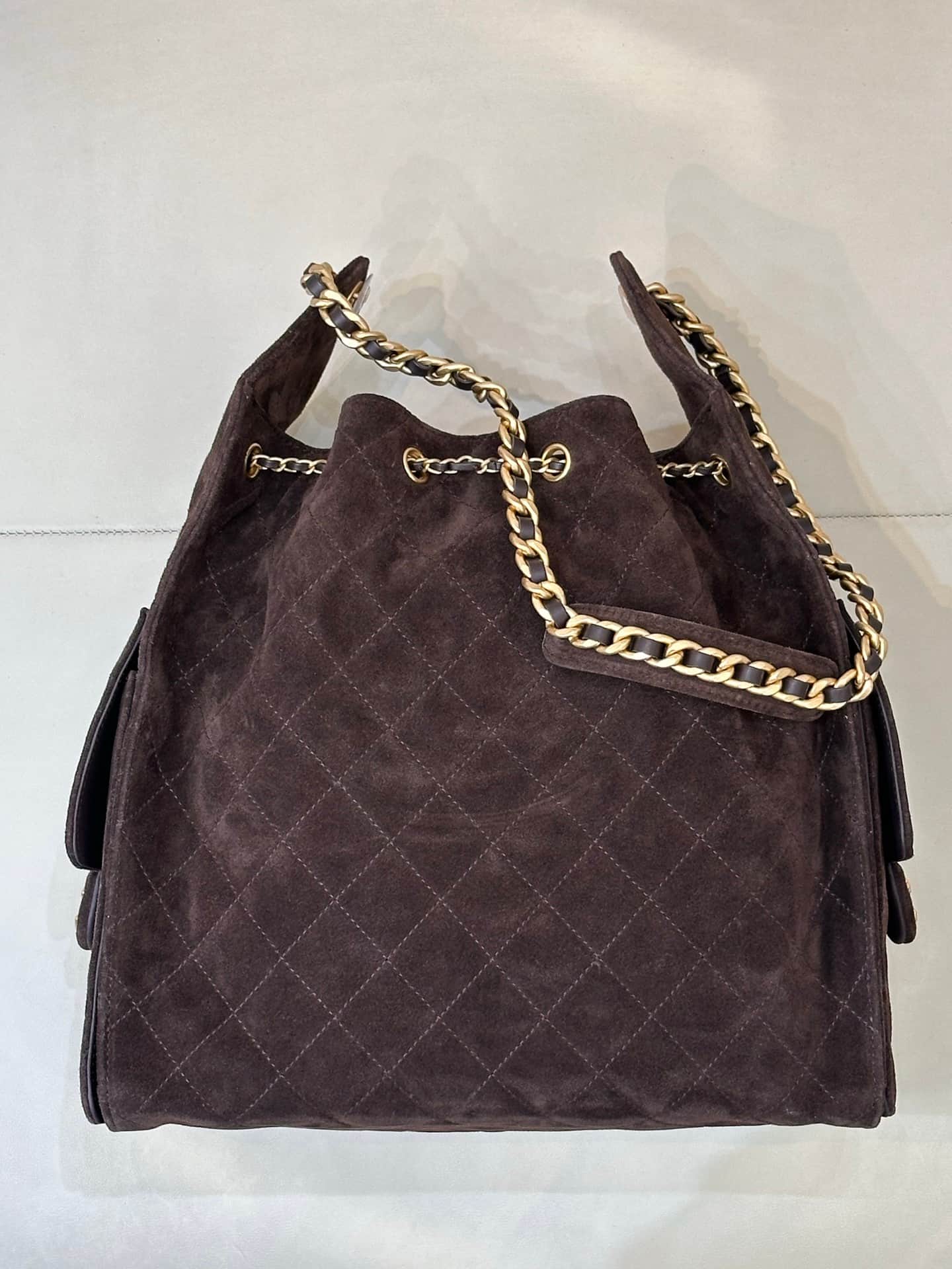 Chanel 25 Medium Hobo handbag AS5311 Suede &Gold-tone Metal Chocolate Brown TOP