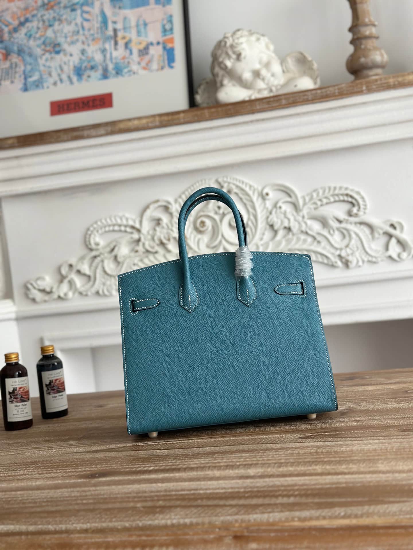 Hermes Birkin Sellier Bag 25/30cm Epsom Leather WAX Bleu Jean Gold-Metal High