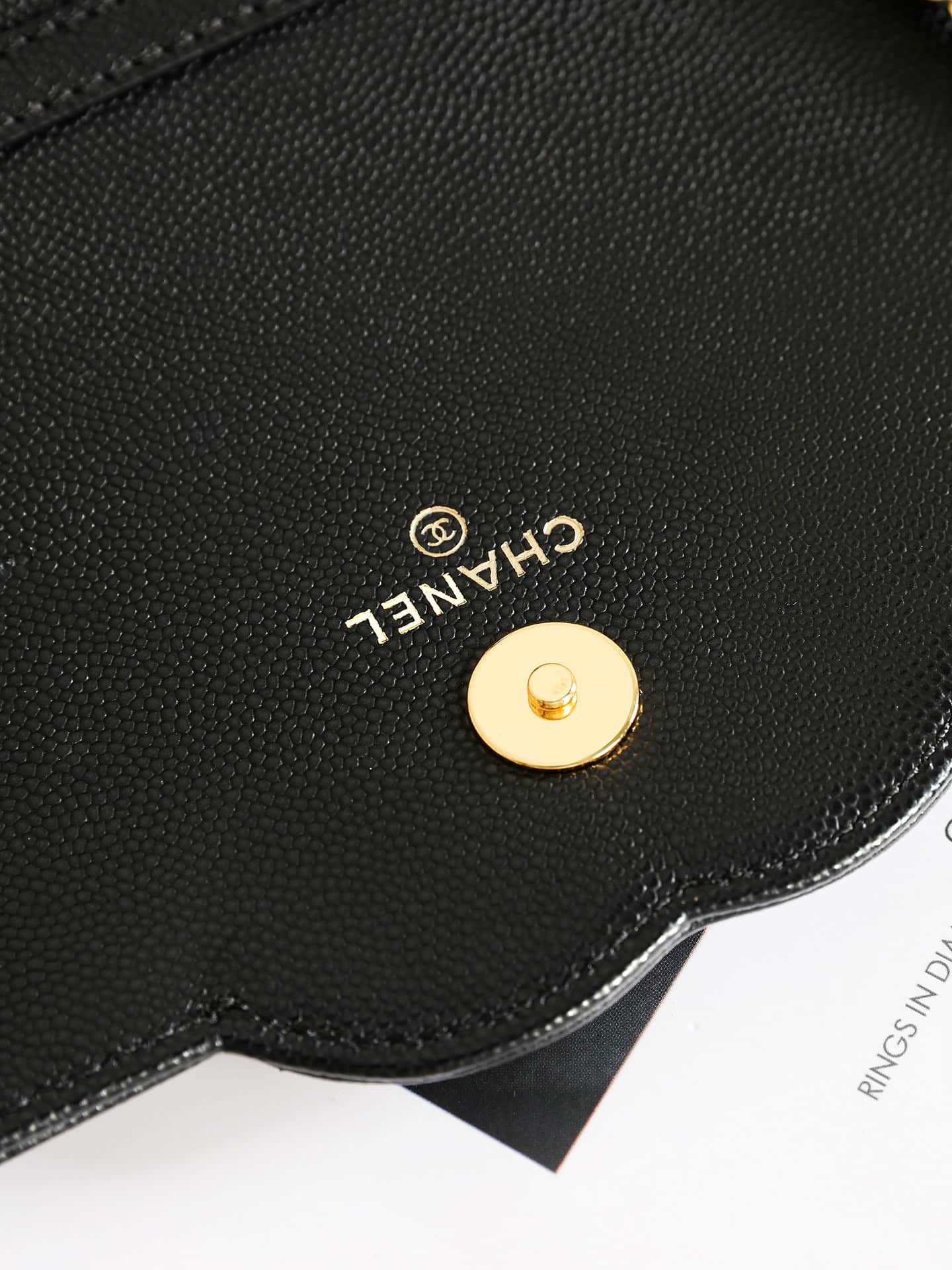 Chanel Wallet on Chain Shiny Grained Calfskin Lambskin & Gold-Tone Metal Black AP5455 A