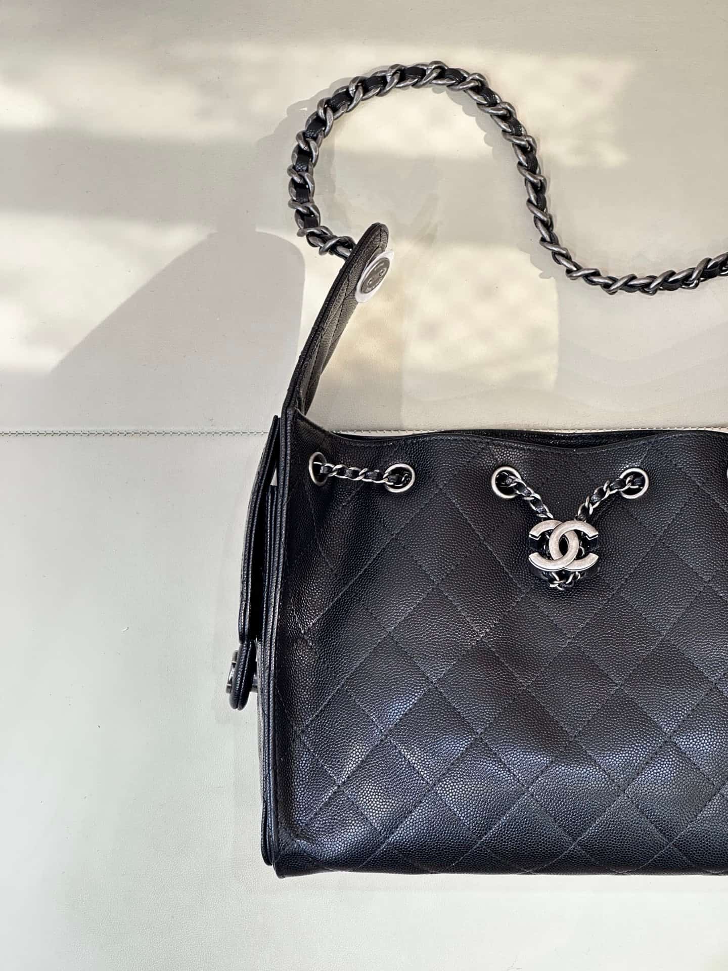 Chanel 25 Small Hobo handbag AS5293 Grained Calfskin & Silver-tone Metal Black TOP