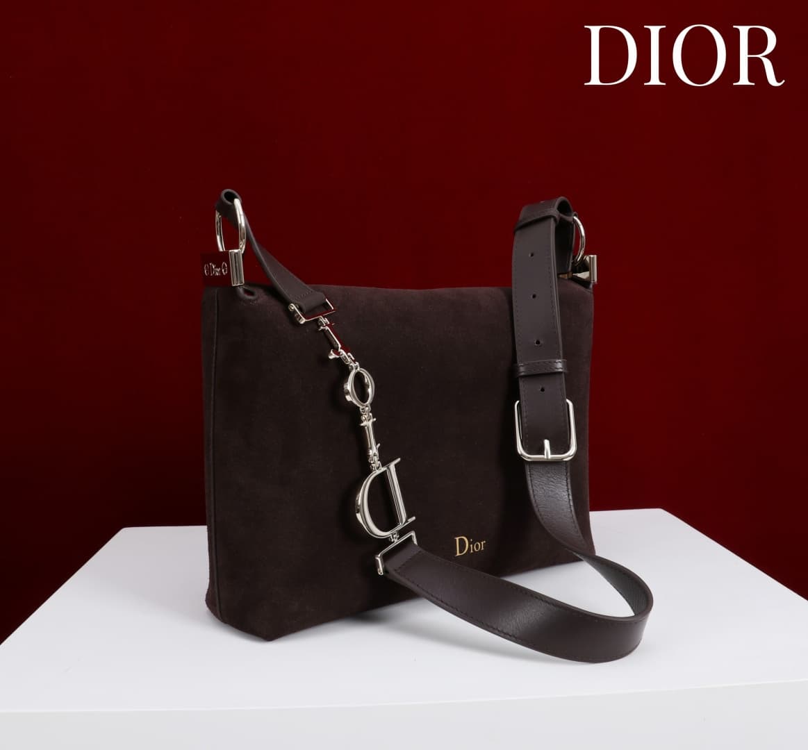 Small Diorly Bag Chocolate Suede Calfskin Gold lettering High