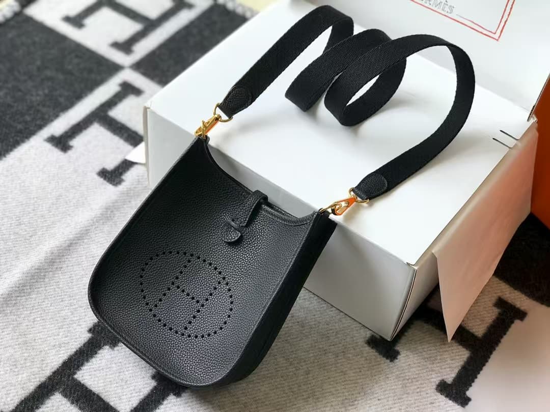 Hermes Evelyne III TPM Mini Bag Togo Leather In Black WAX High