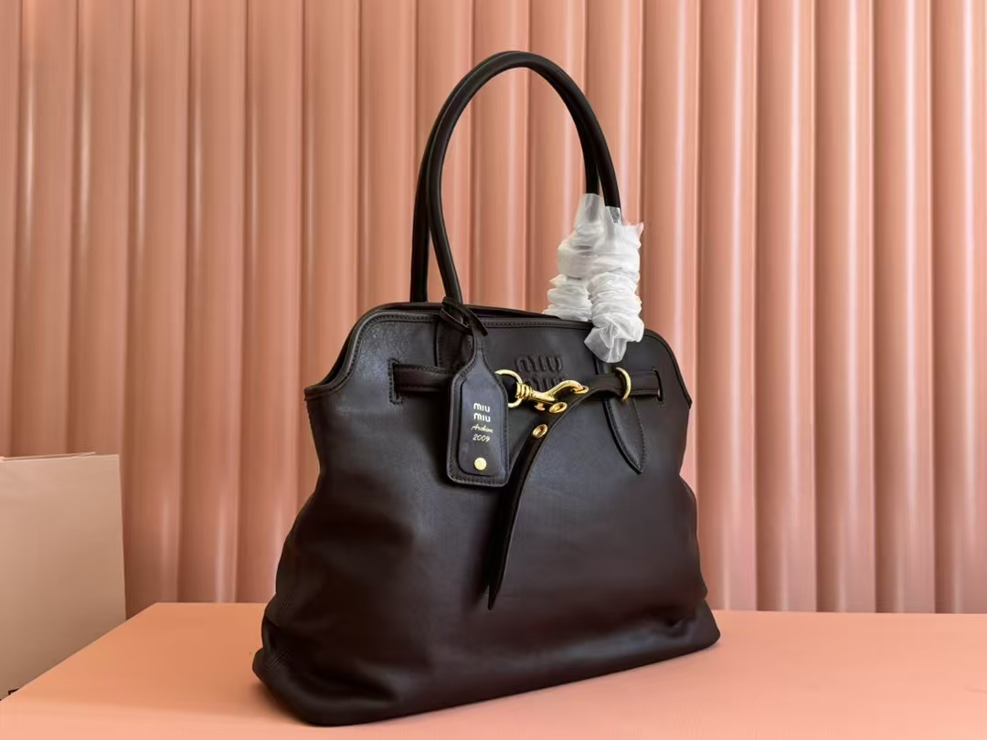 Miu Miu Aventure nappa leather Medium bag in Briarwood Top