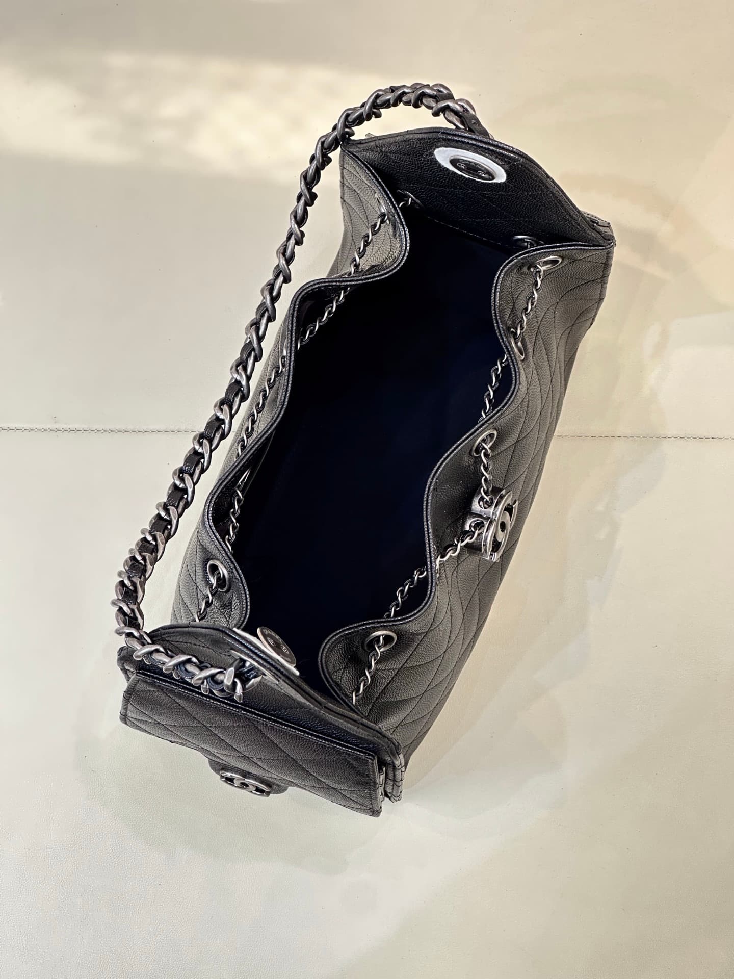 Chanel 25 Small Hobo handbag AS5293 Grained Calfskin & Silver-tone Metal Black TOP