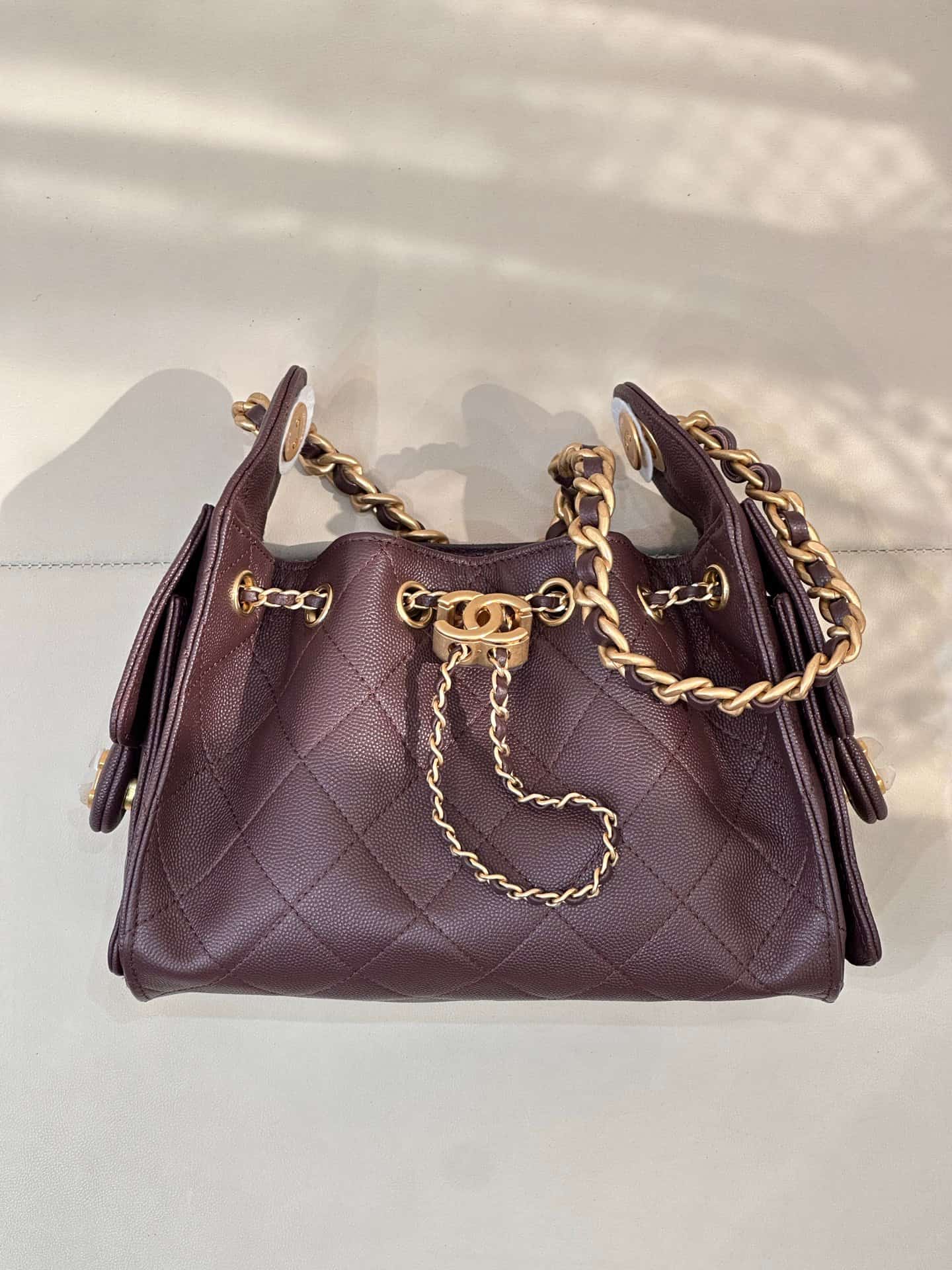 CHANEL 25 Mini Handbag AS5631 Grained Calfskin & Gold-tone Metal Brown TOP