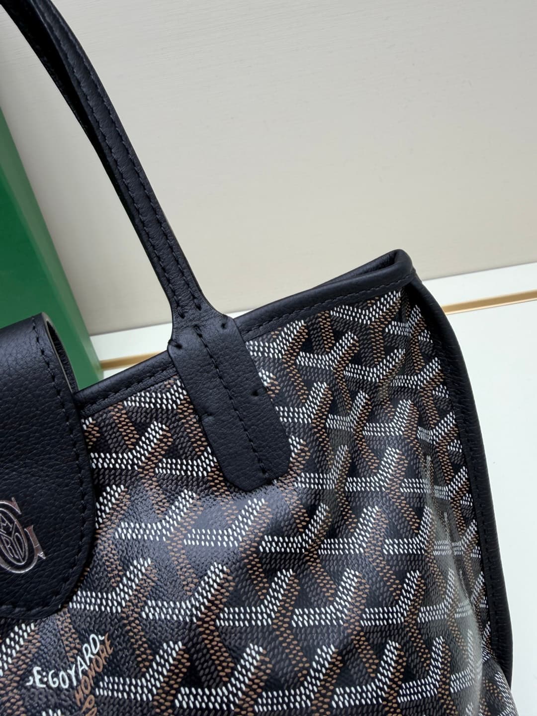 Goyard Mini Anjou Tote Goyardine Canvas with White Painted Mascot Black High