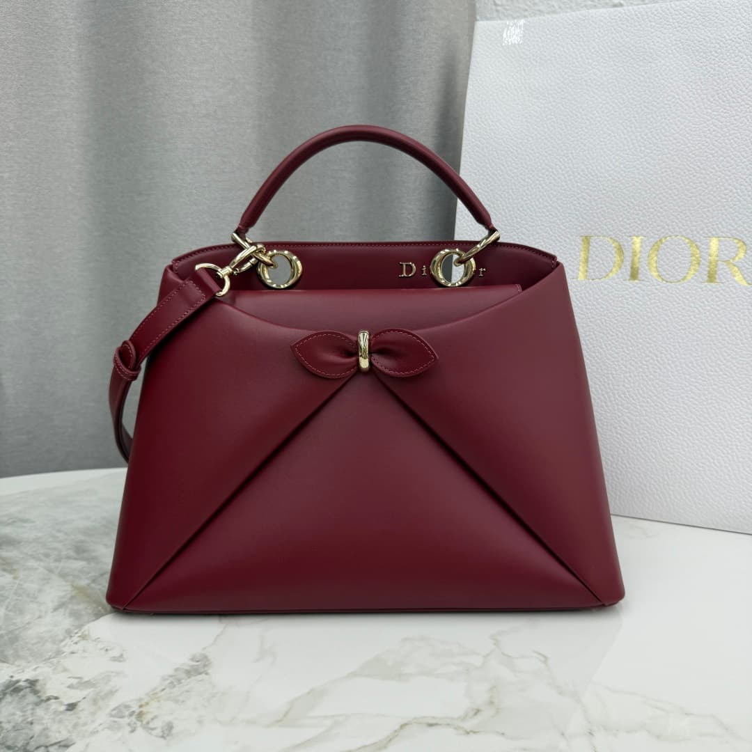 Large Dior Cigale Bag Red Shiny Supple Calfskin High