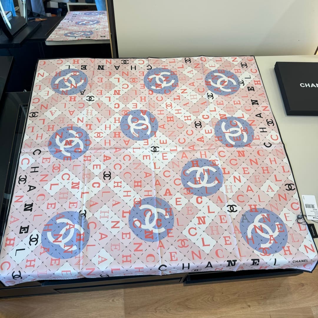 Chanel Silk Interlocking CC Logo Scarf