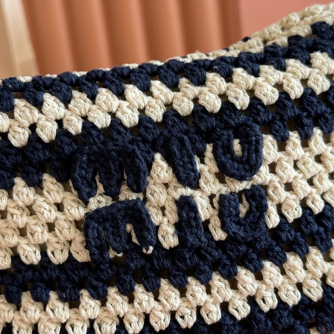 Miu Miu Stripe Crochet Cotton Pouch 5NE841 High