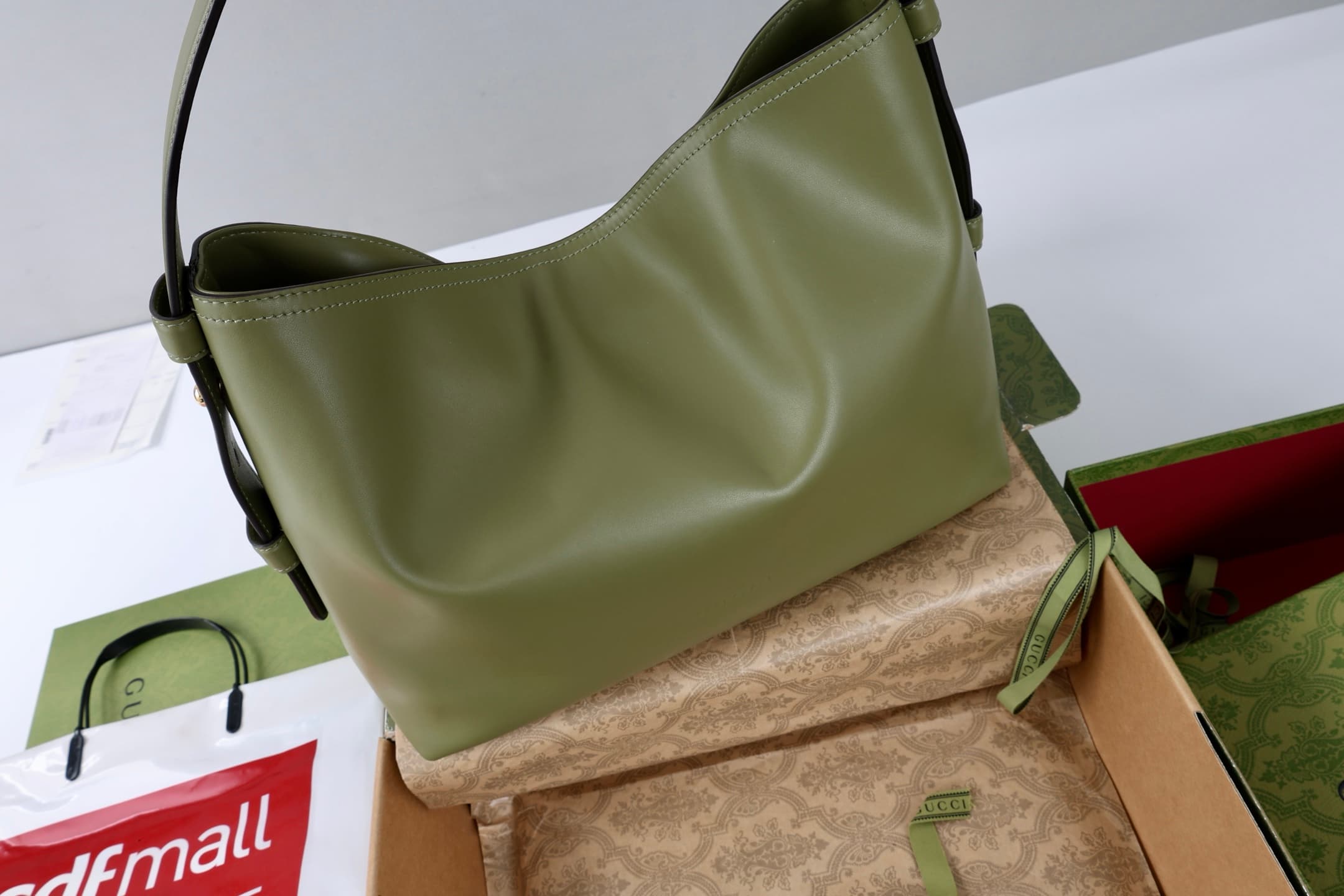 Gucci Beatrix medium tote bag Green soft smooth leather ‎850926 High