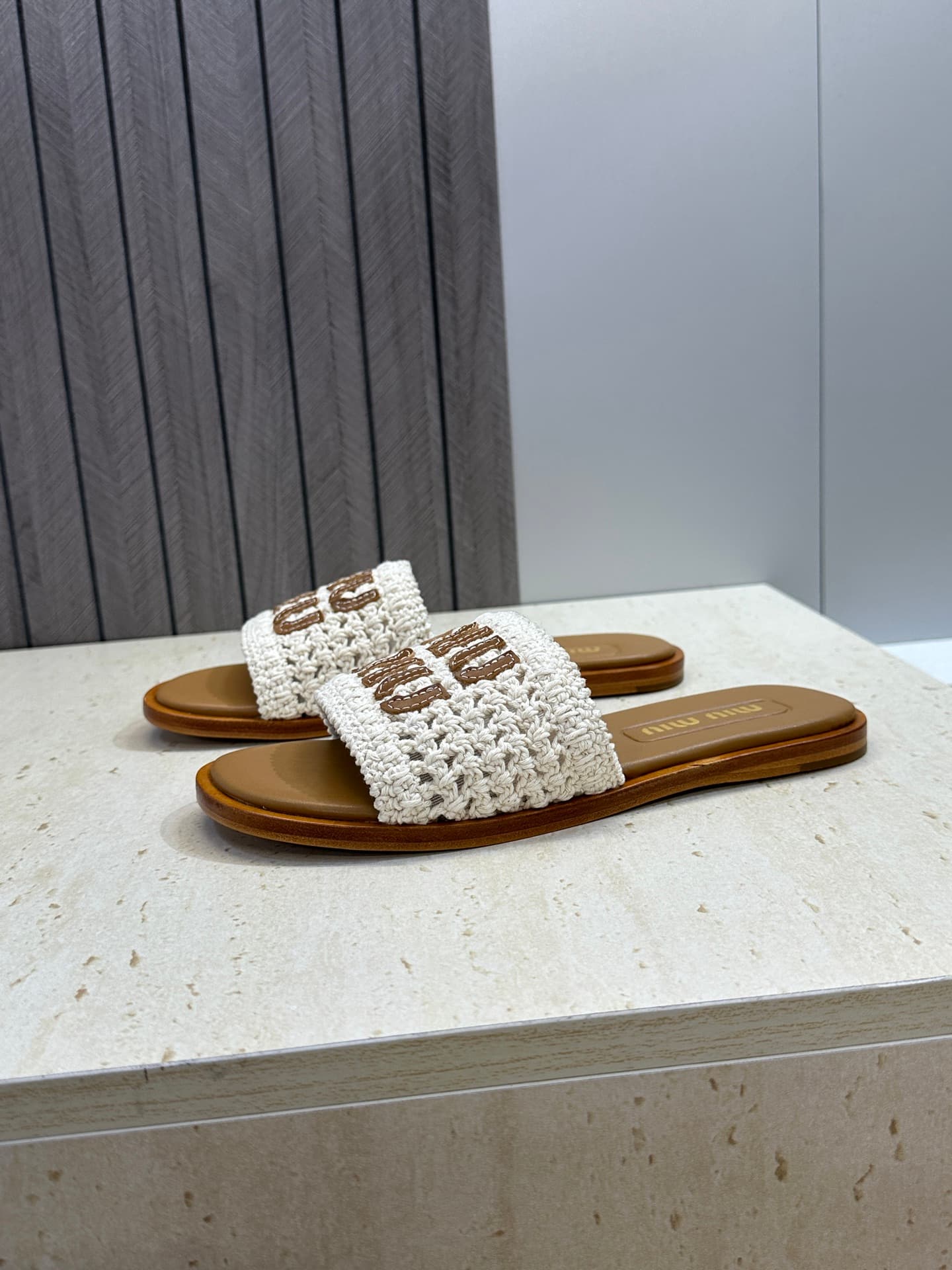 Miu Miu Crochet Slide Sandal Shoes Women