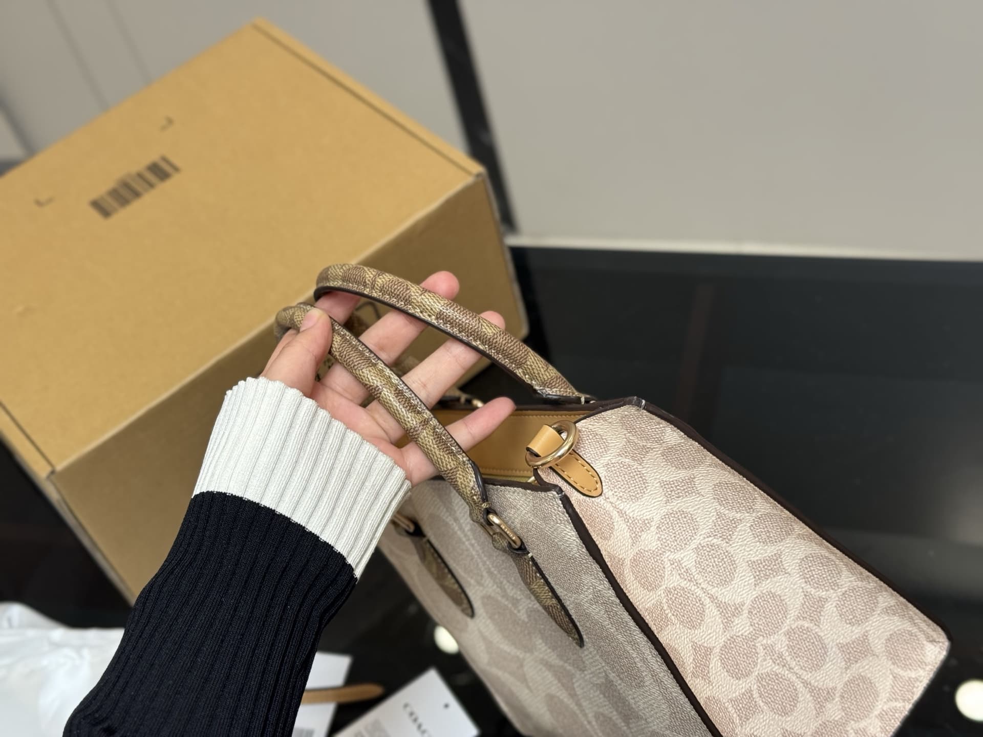 Coach Maggie Small Tote Bag In Blocked Signature Leather