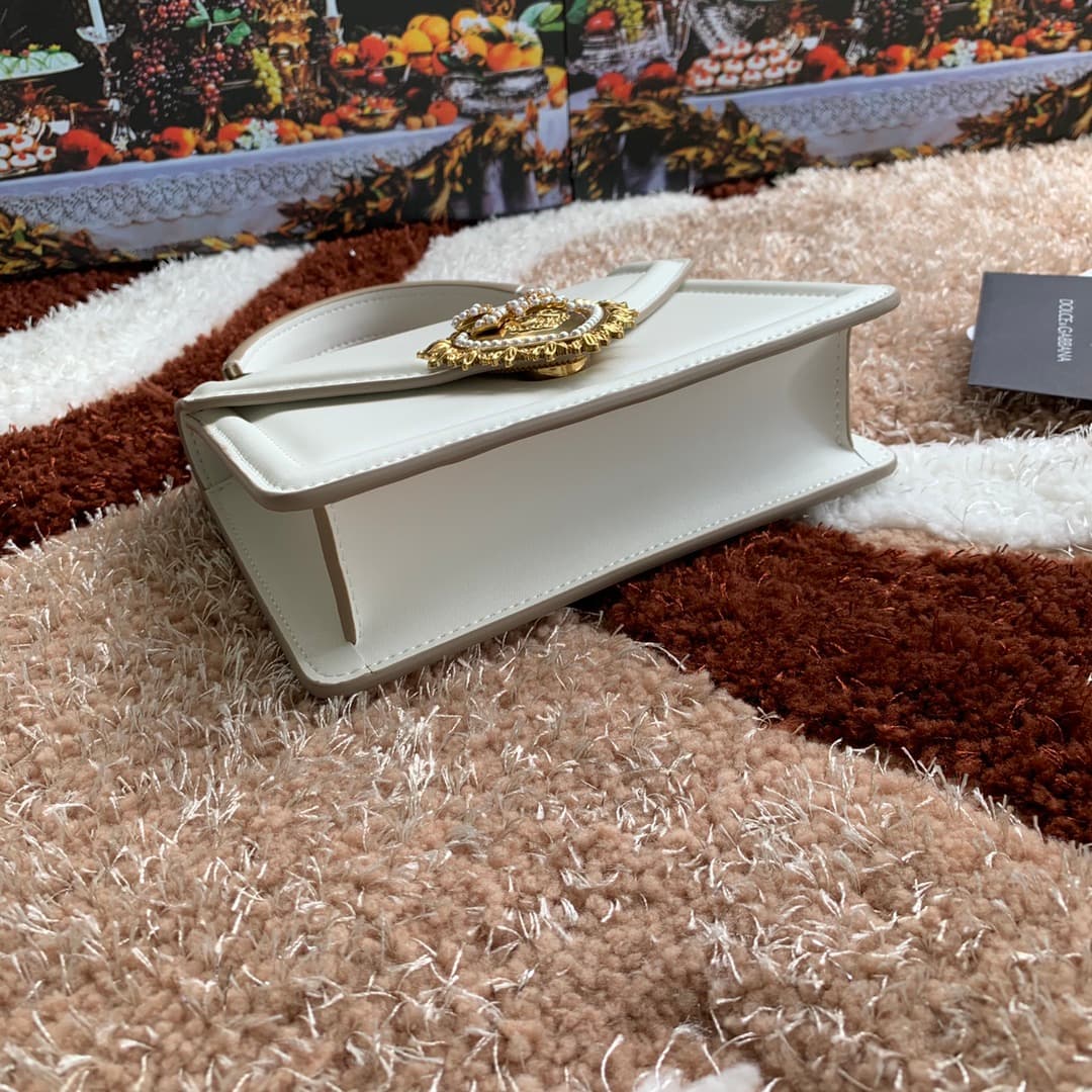 Dolce & Gabbana Small Devotion bag in smooth calfskin in White High