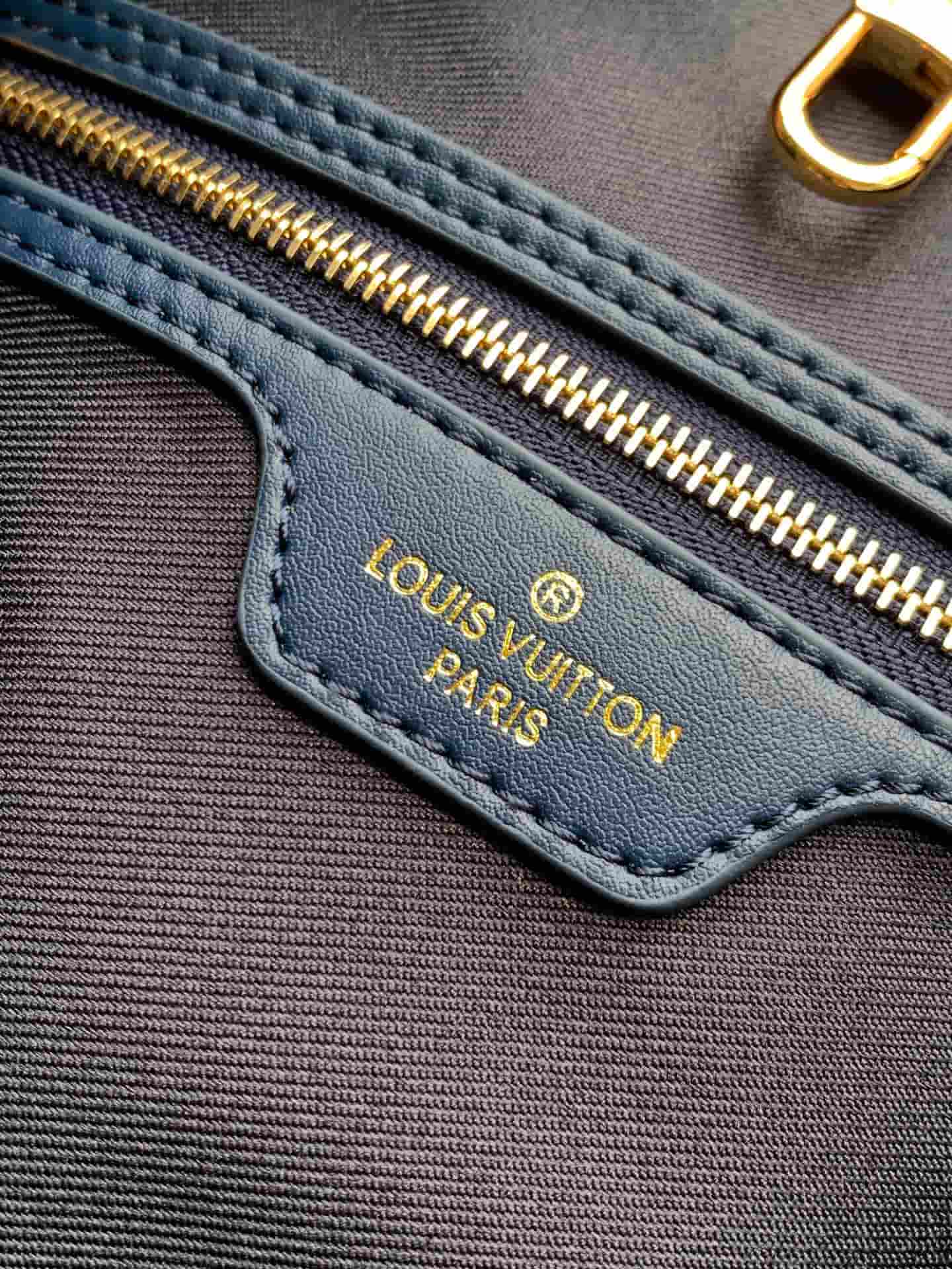 Louis Vuitton Neverfull MM Monoglam Tote Bag Metallic Blue Monogram M22921 High