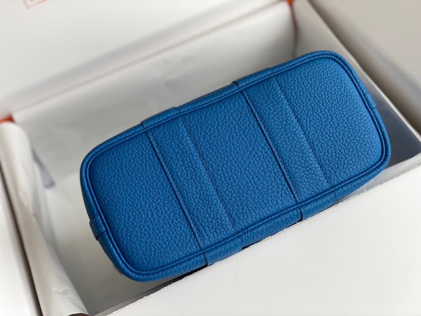 Hermes Garden Party 23 bag in Blue Hydra Togo Leather WAX High