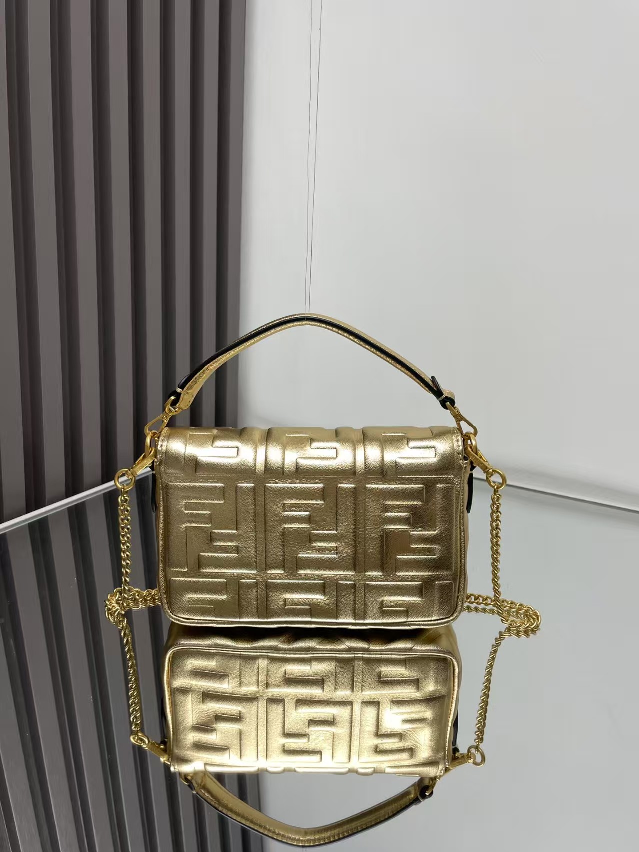 MINI BAGUETTE leather bag gold High
