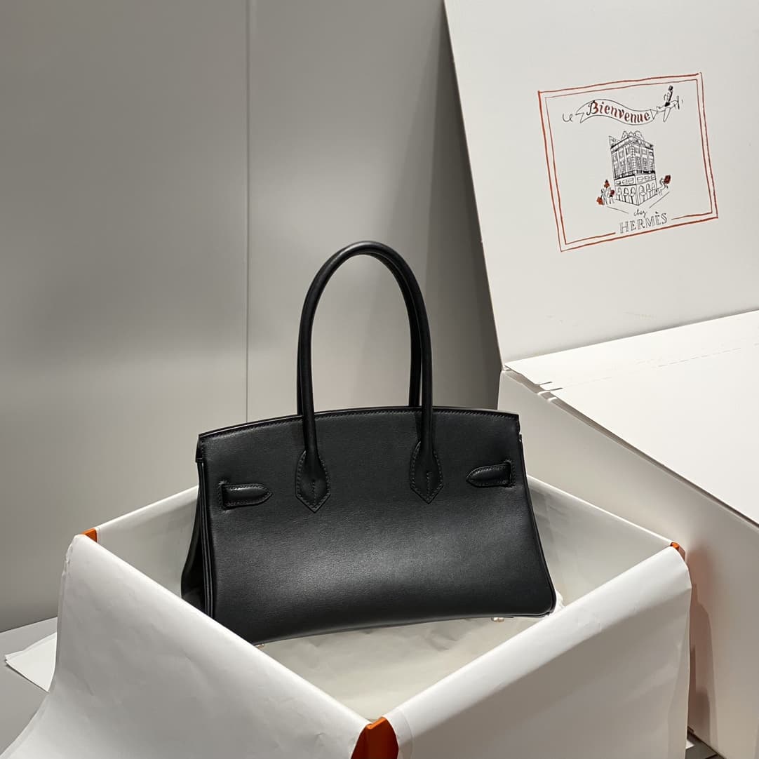 Hermes Shoulder Birkin 29 Swift leather Black & Silver Metal WAX High
