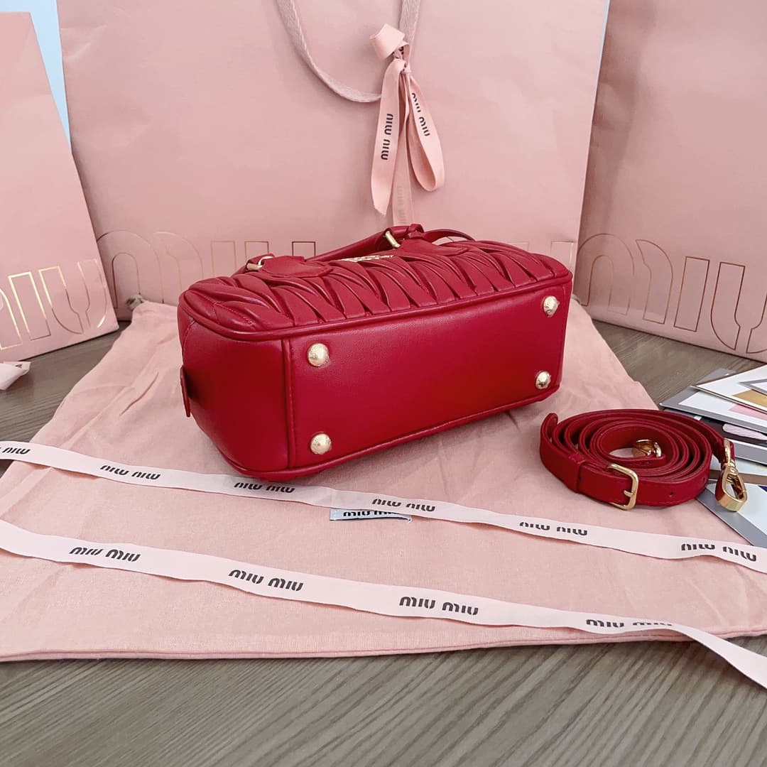 Miu Miu Arcadie matelassé nappa leather bag 5BB142 Red High