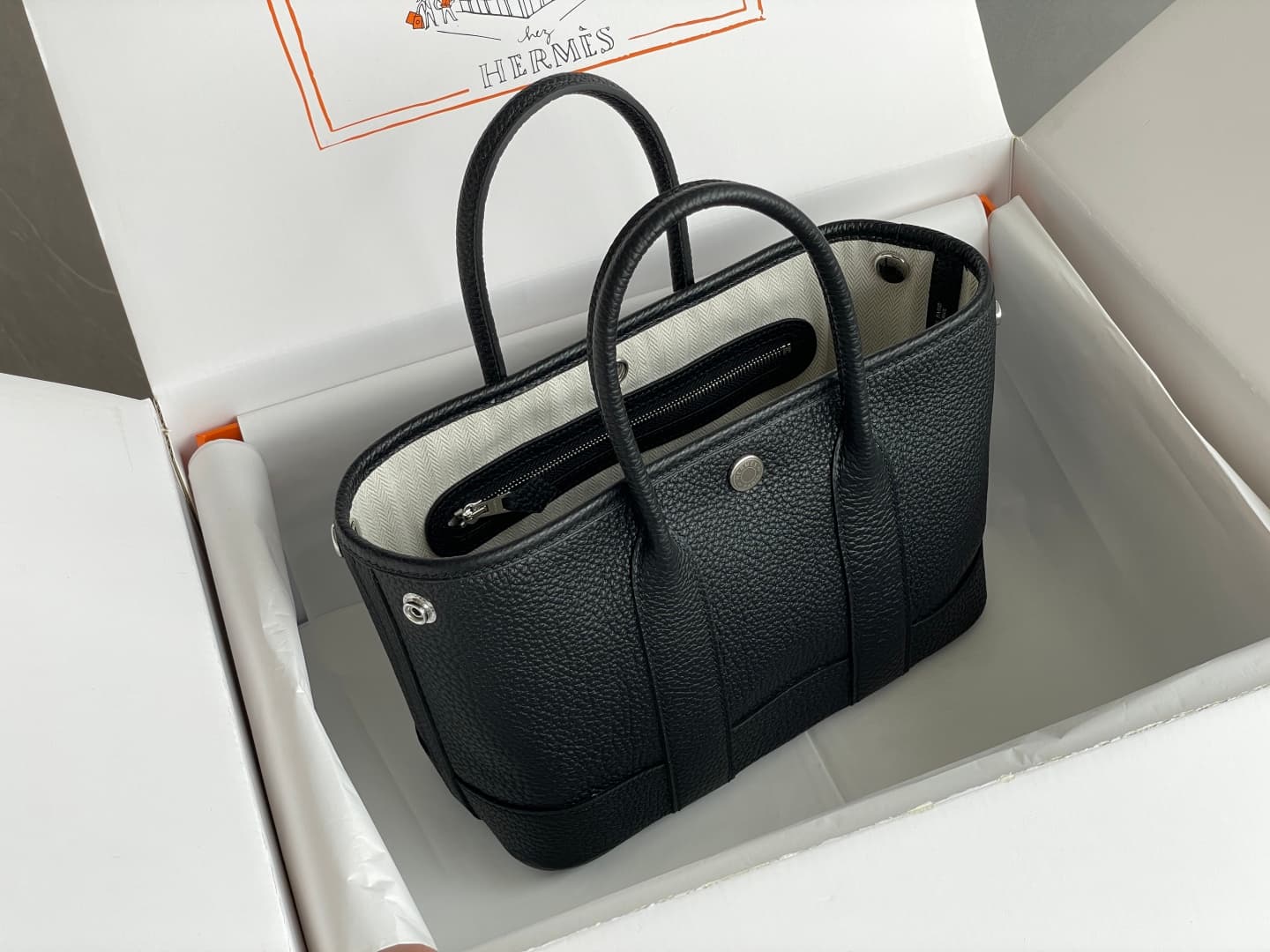 Hermes Garden Party 23 bag in Black Togo Leather WAX High