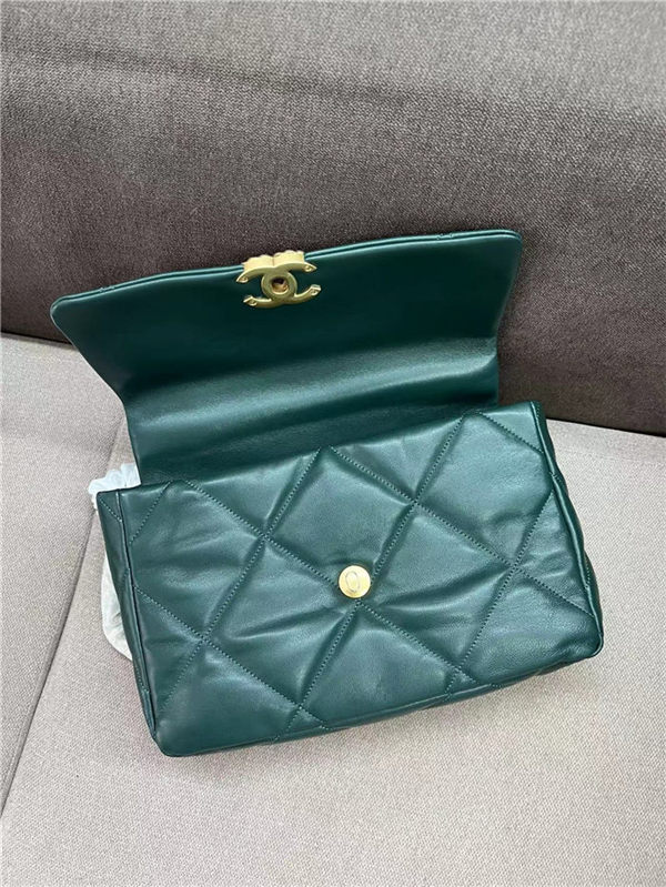 Large Chanel 19 Flap Bag Lambskin Ocean Blue High