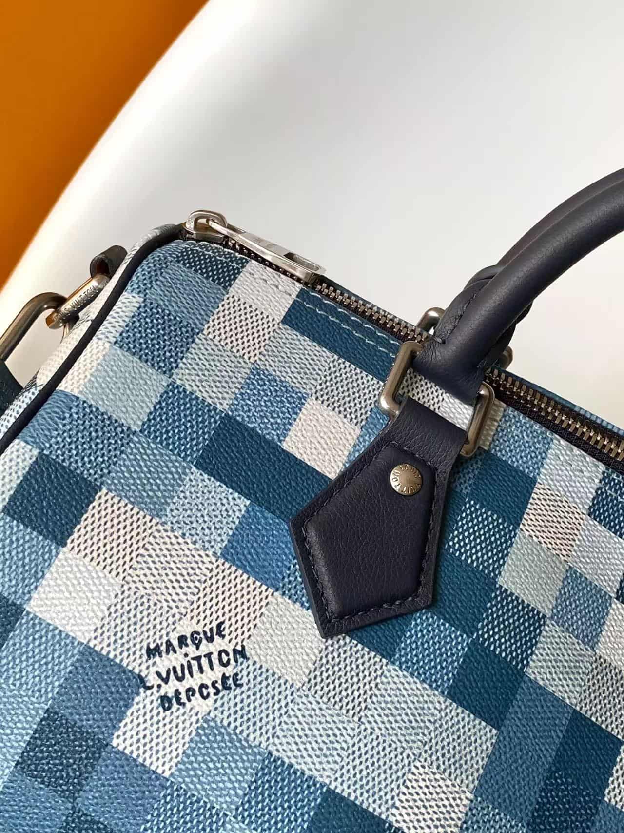 Louis Vuitton Speedy 30 Bandoulière Indigo Blue Damoflage coated canvas M28978 High