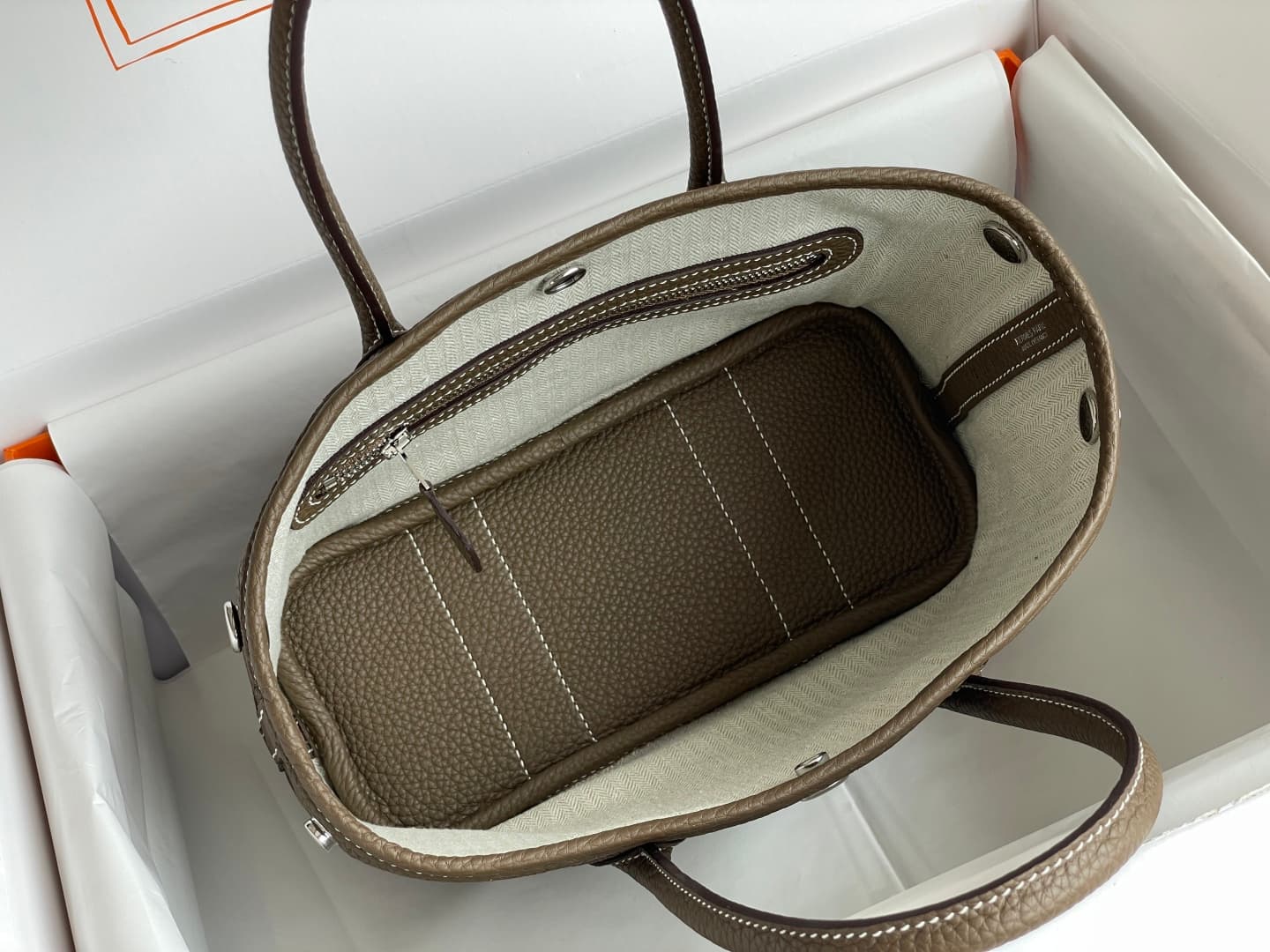 Hermes Garden Party 23 bag in Etoupe Togo Leather WAX High
