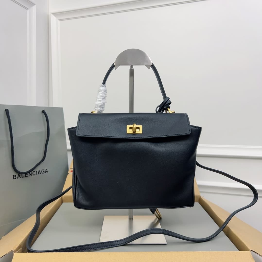 Balenciaga Rodeo Mini bag in black Smooth Calfskin Leather With Gold-Tone Metal High