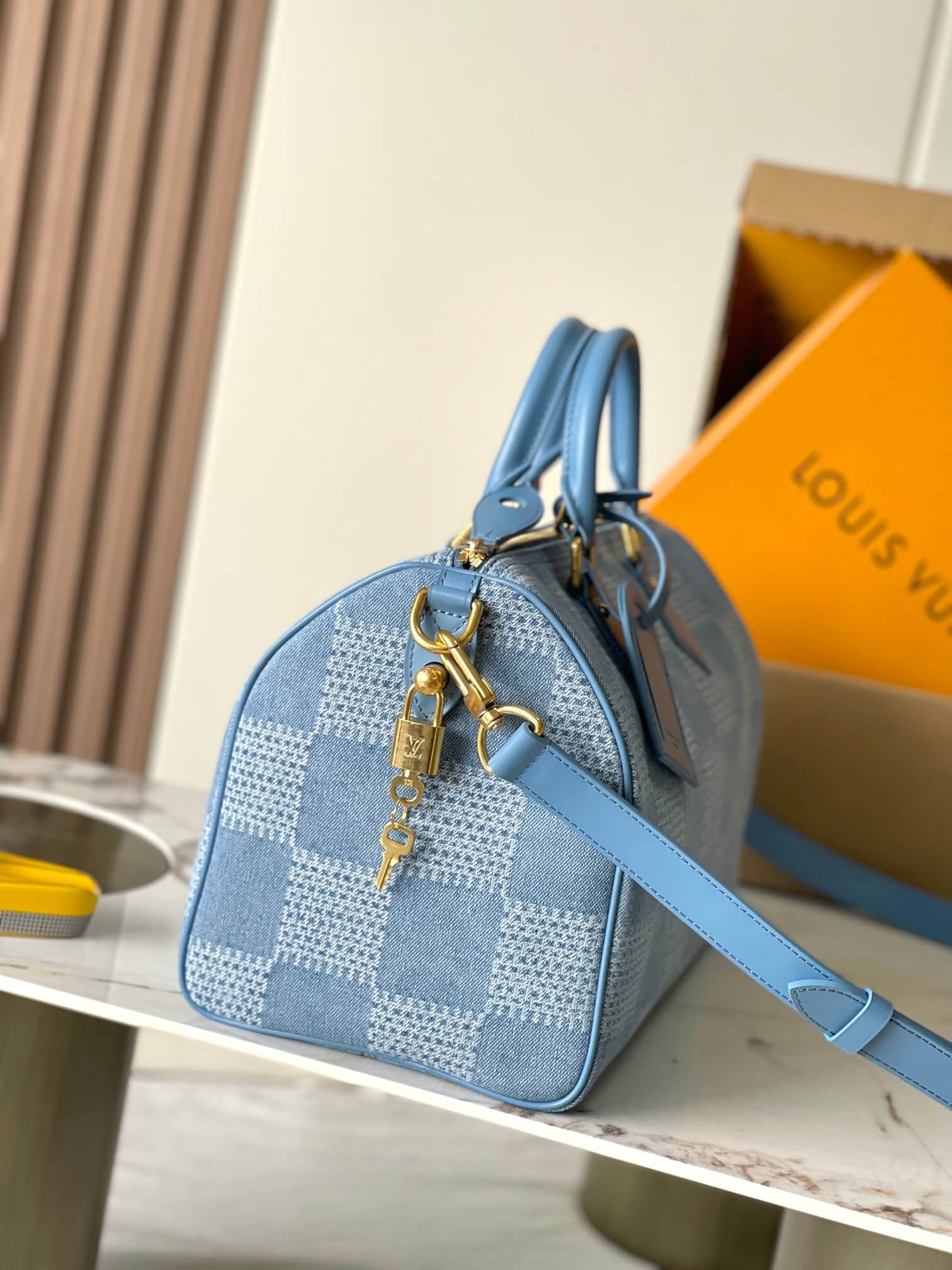 Louis Vuitton Speedy 30 Bandoulière Damier Denim Blue N00203 TOP