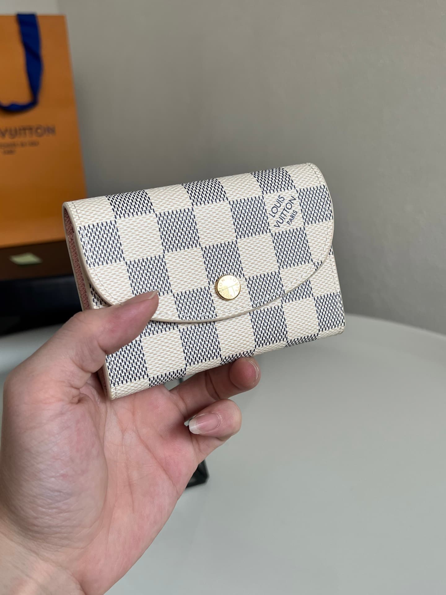 Louis Vuitton Damier Azur Canvas & Leather Rosalie Coin Purse M62361 Beige High