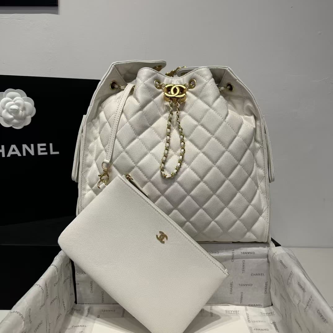 Chanel 25 Medium Hobo Medium handbag AS5311 Grained Calfskin & Gold-tone Metal White A