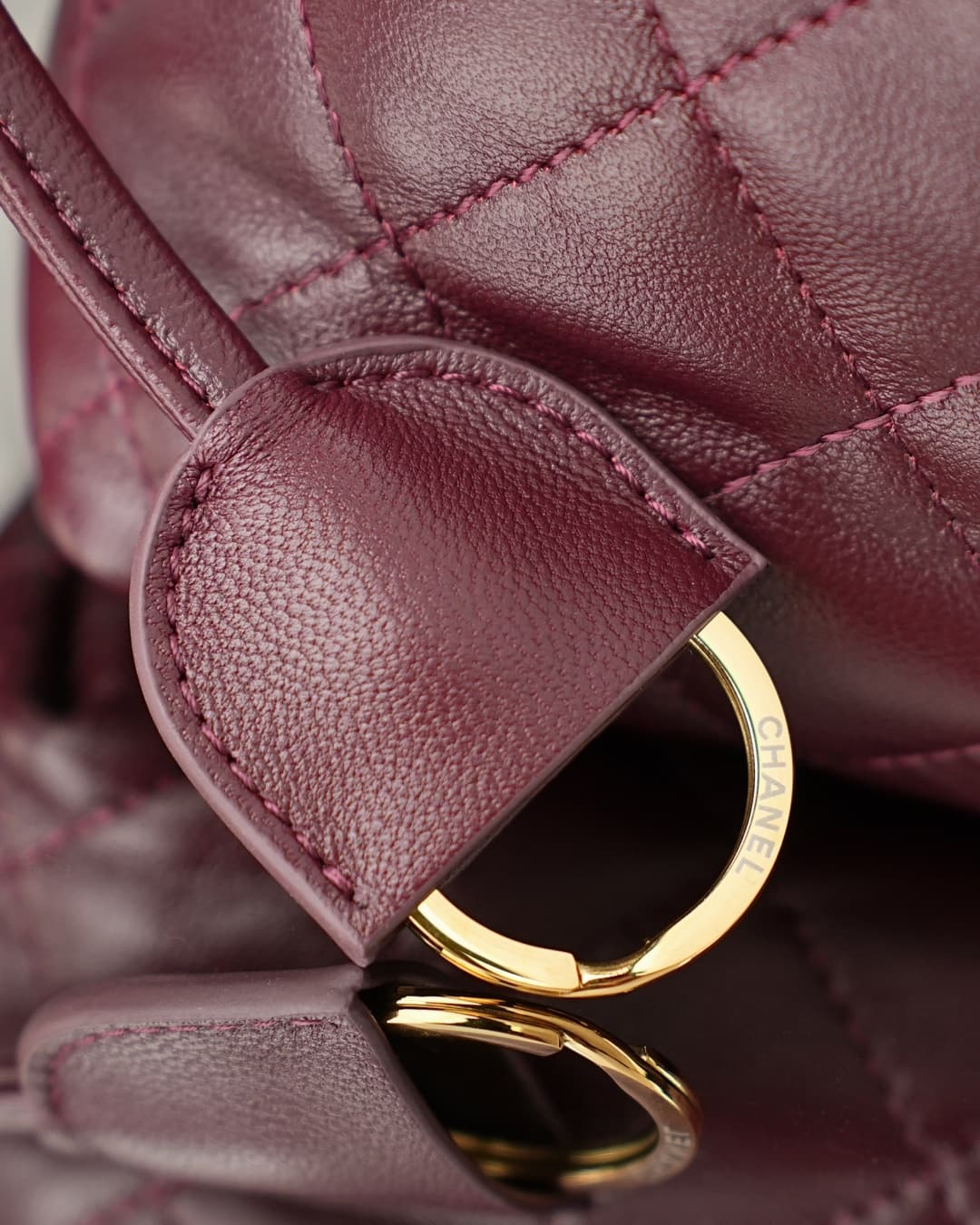 Chanel Clutch with Leather Strap Lambskin & Gold-tone Metal AP5228 Claret  A