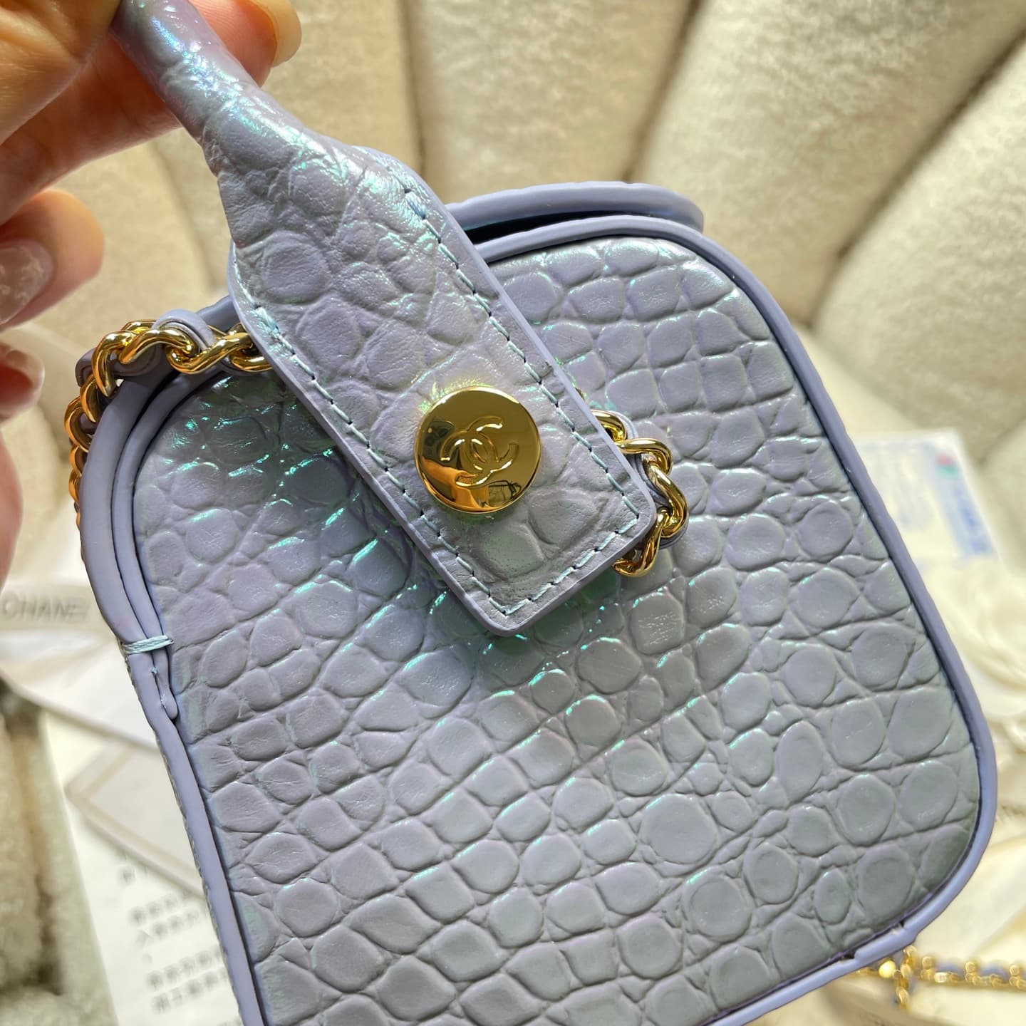 Chanel Clutch with chain Iridescent Crocodile Embossed Calfskin & Gold-Tone Metal AP5294 A