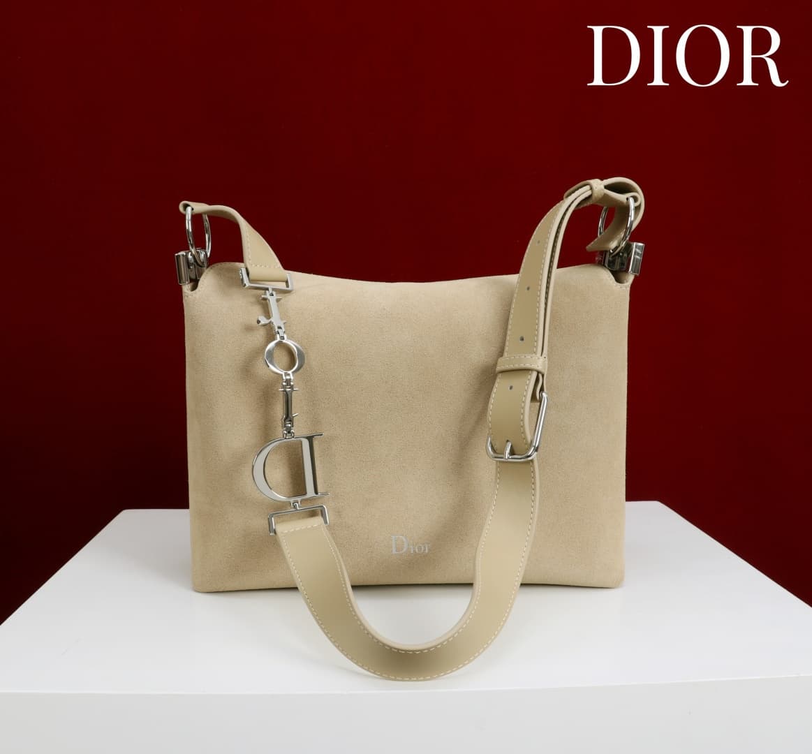 Small Diorly Bag Sabbia Suede Calfskin Silver lettering High