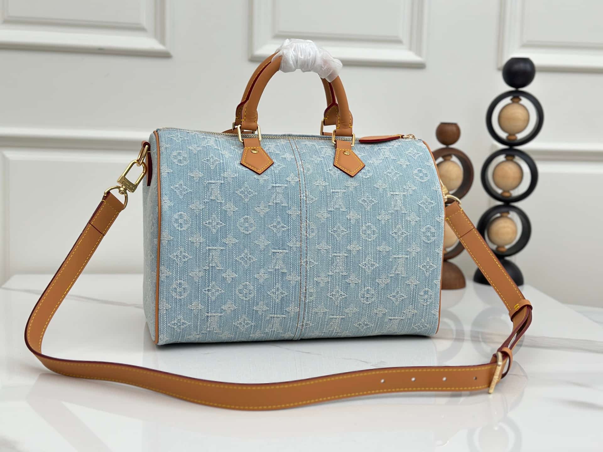 Louis Vuitton Speedy 30 Bandoulière Blue Monogram Denim M2A209 High