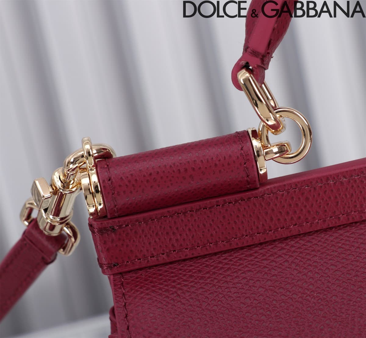 Dolce & Gabbana Miss Sicily top handle bag calfskin leather Claret High