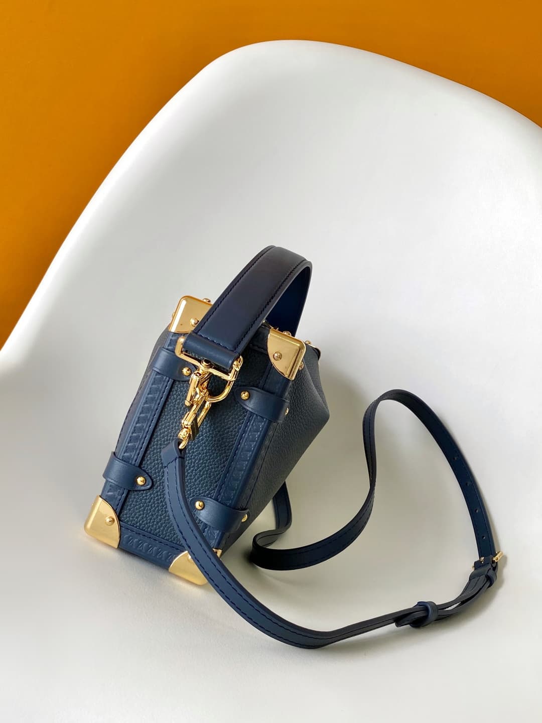 Louis Vuitton Side Trunk MM Navy Calfskin leather M15226 High