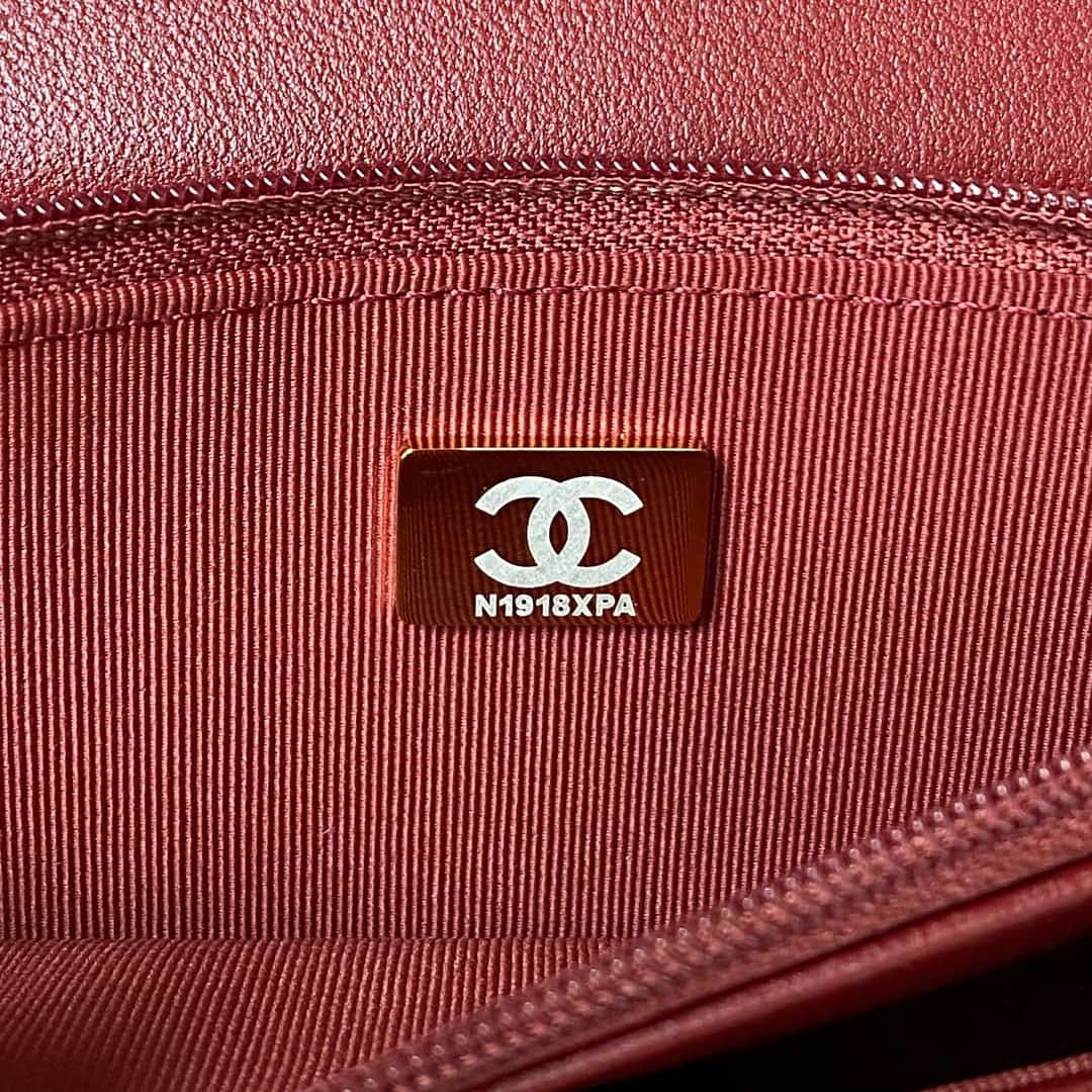 Chanel Wallet on Chain AP3504 Lambskin, Imitation Pearls, Strass & Gold-Tone Metal Burgundy A